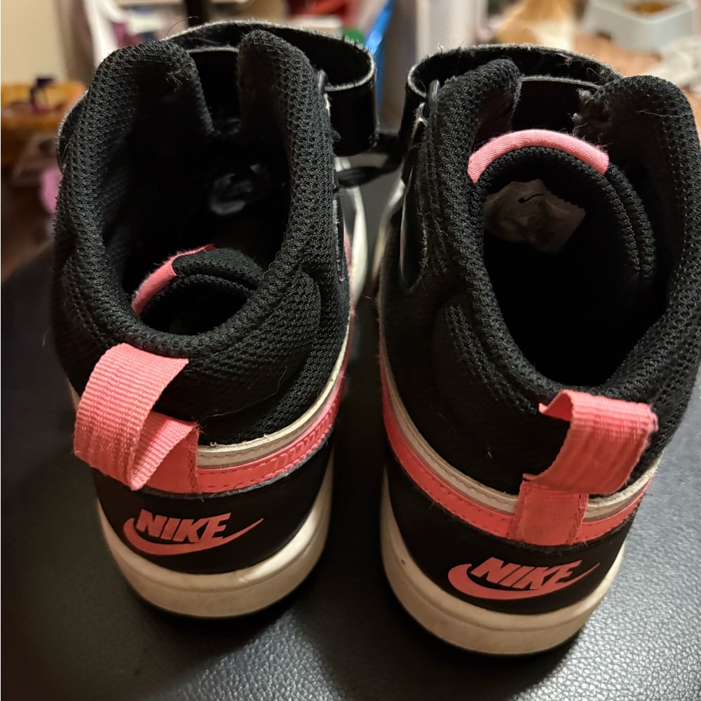 Nike Black and Pink Sneakers with Mesh Upper